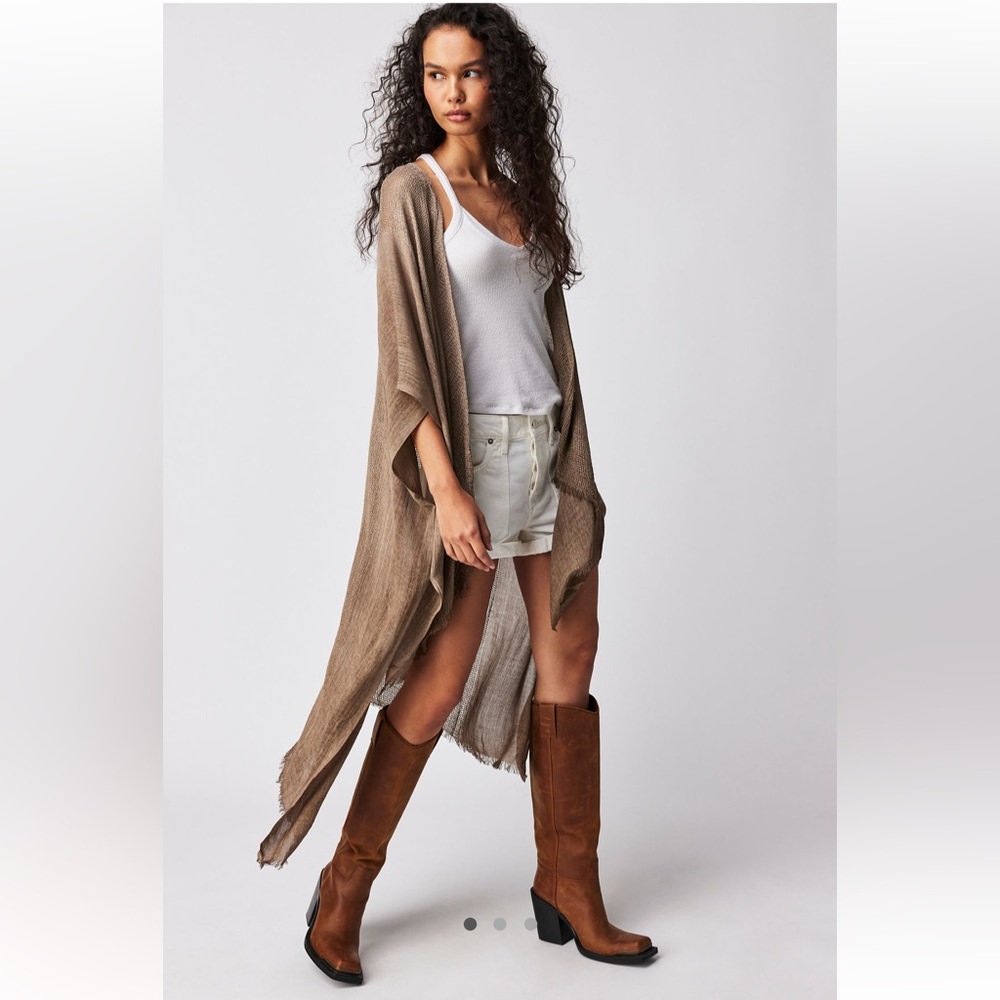 NWT Free People Day Dream Washed Kimono in Taupe